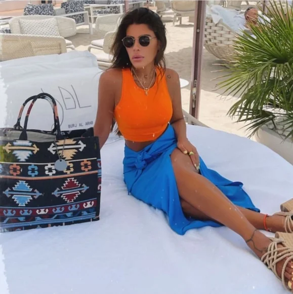 Zara * wrap midi knot blue skirt - Picture 4 of 16